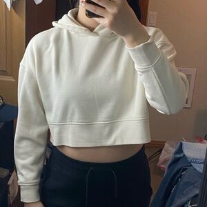 Forever 21 Cream Cropped Boxy Sweatshirt